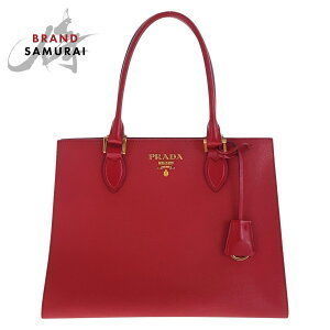 Prada Bag Leather Saffiano Red Tote